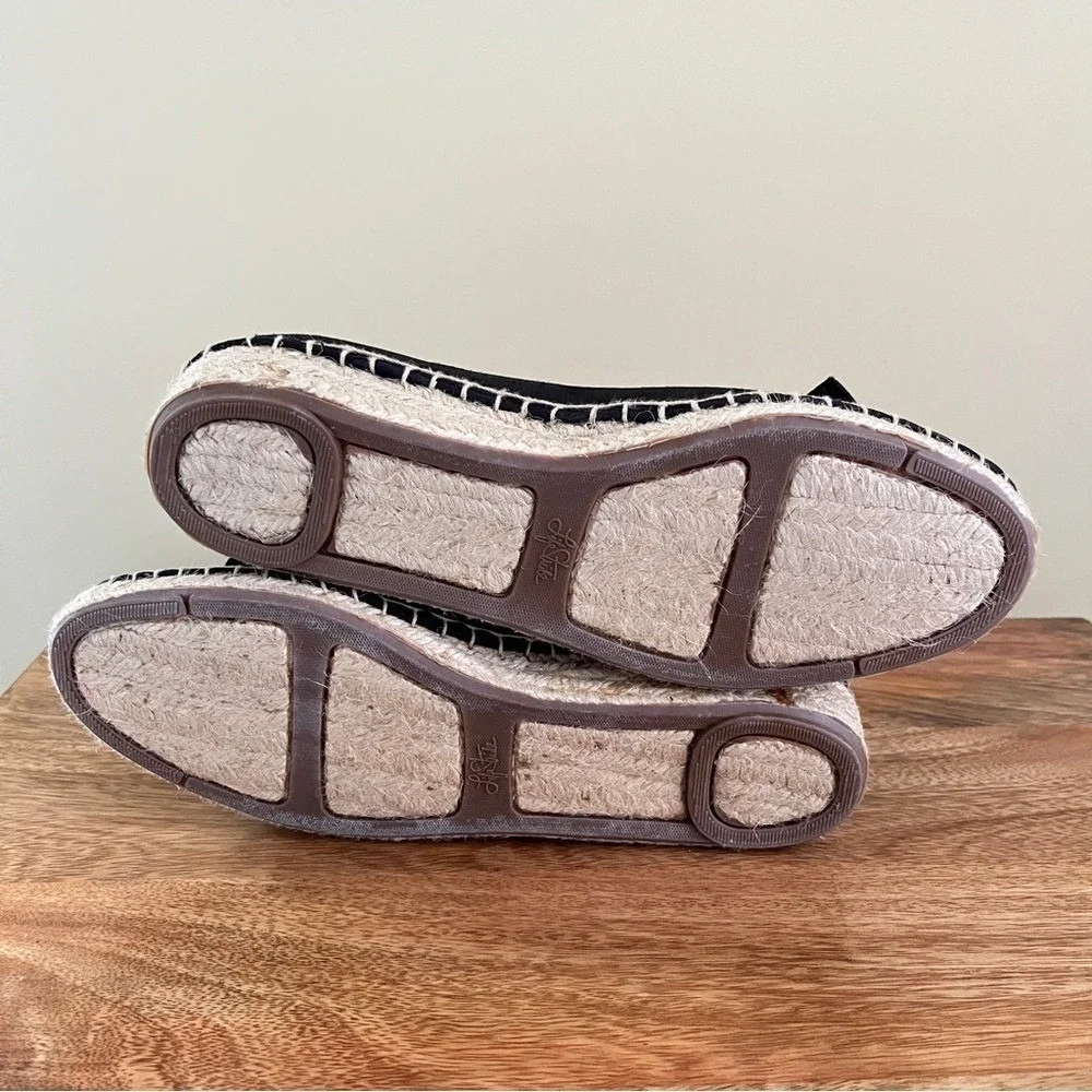 Life Stride Espadrilles Women's 6.5 Black Bow Low Wedge Heel Preppy Summer Shoe